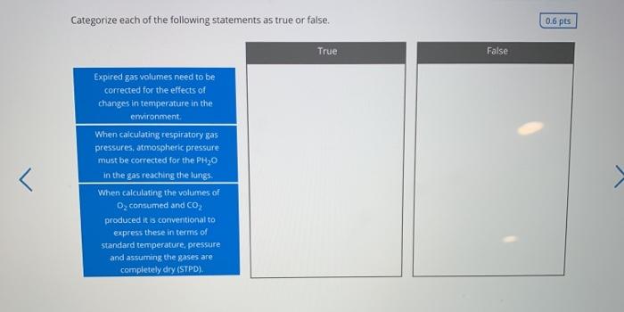 Solved Categorize Each Of The Following Statements As True | Chegg.com