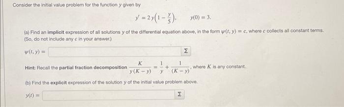 Solved Consider the initial value problem for the function y | Chegg.com