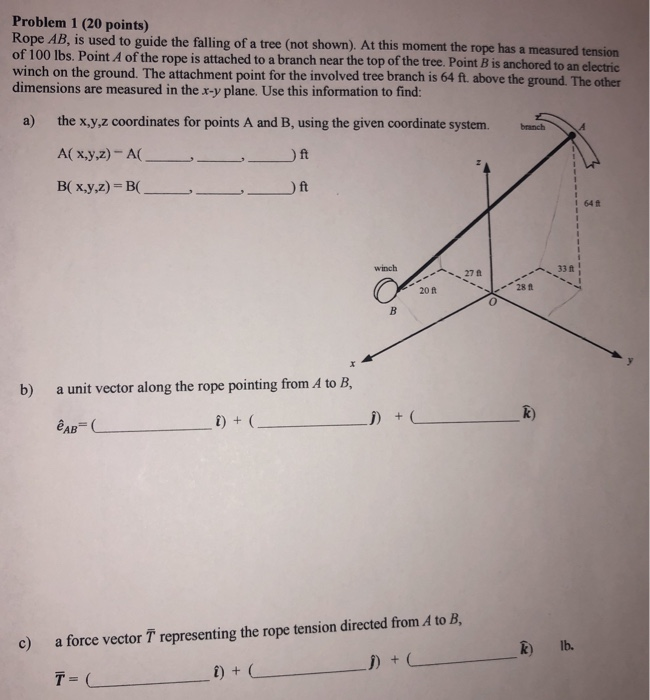 Solved Problem 1 (20 points) Rope AB, is used to guide the | Chegg.com