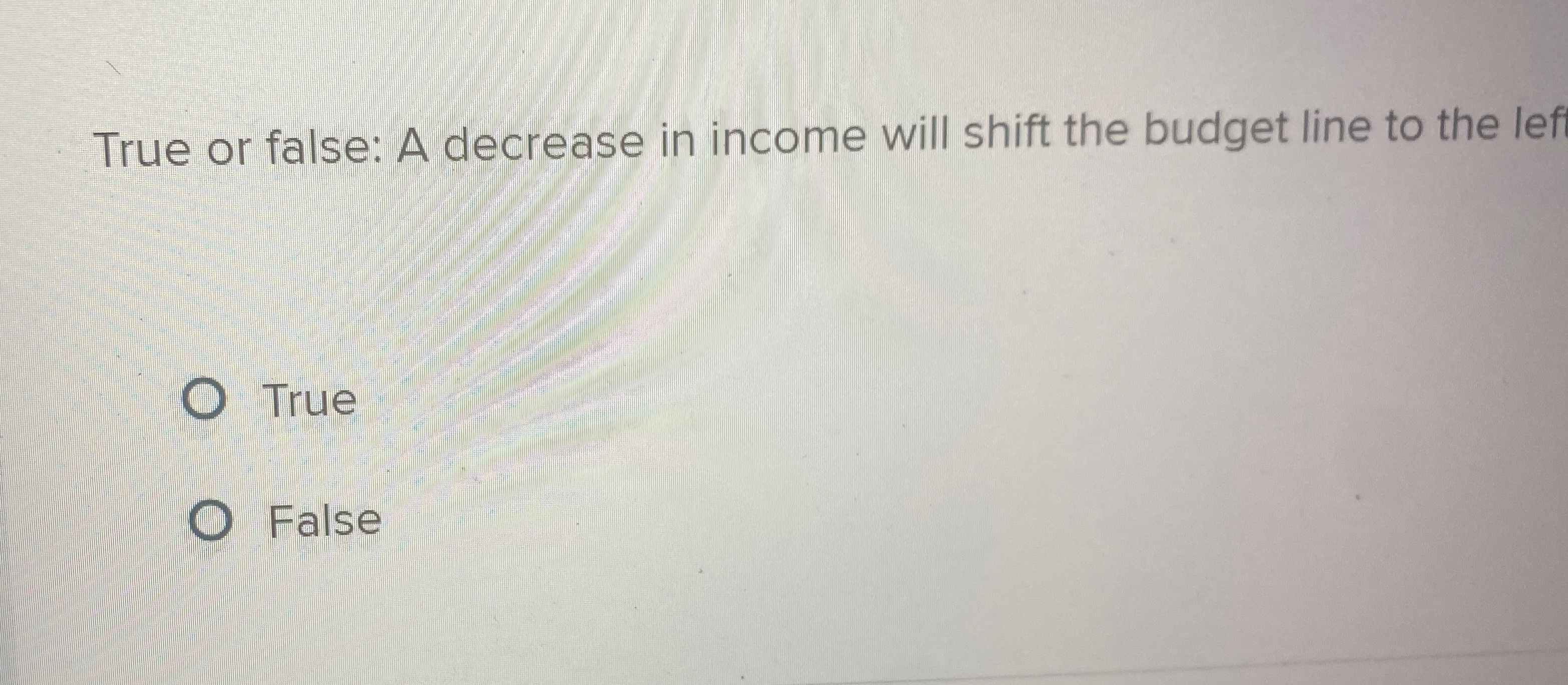 Solved True or false: A decrease in income will shift the | Chegg.com