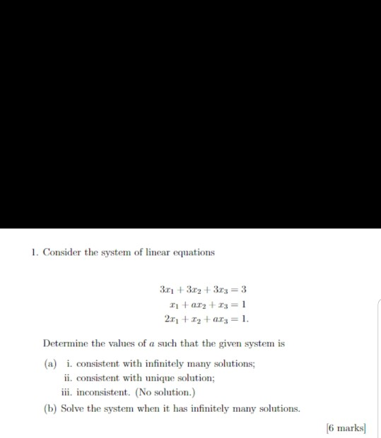 Solved 1. Consider the system of linear equations 3.01 +372 | Chegg.com