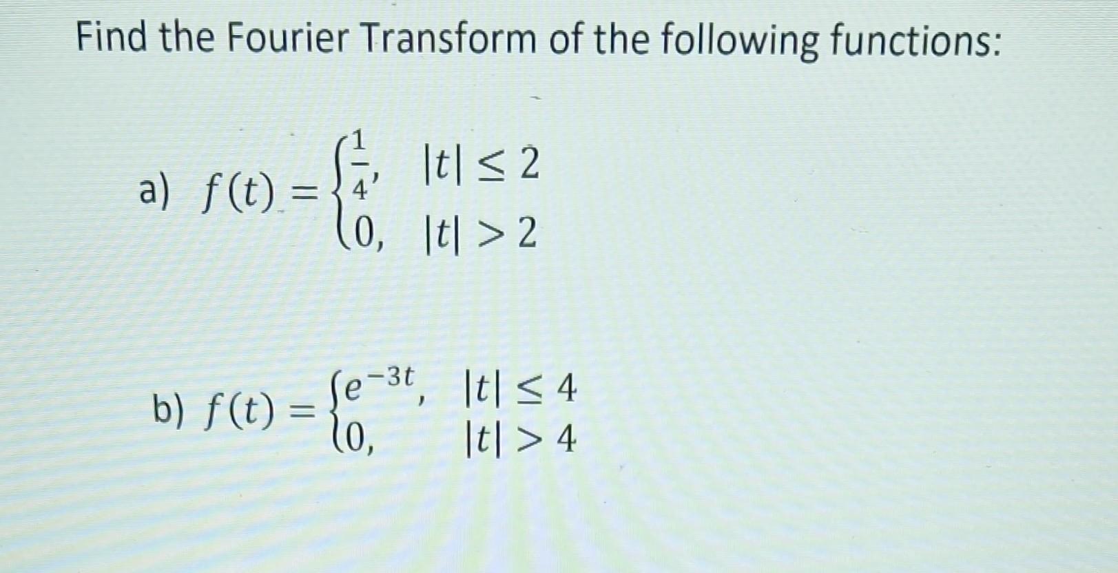 Solved Find The Fourier Transform Of The Following | Chegg.com