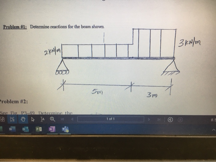 Solved Problem #1: Determine Reactions For The Beam Shown. 3 | Chegg.com