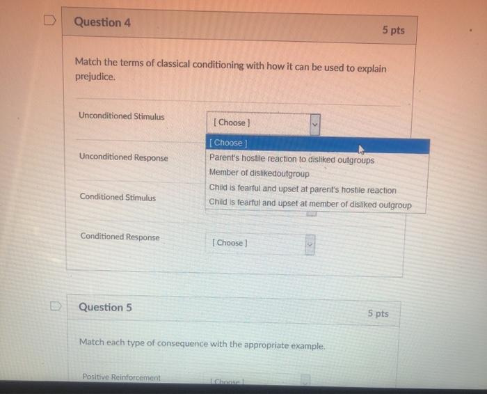 Question 4 5 pts Match the terms of classical | Chegg.com