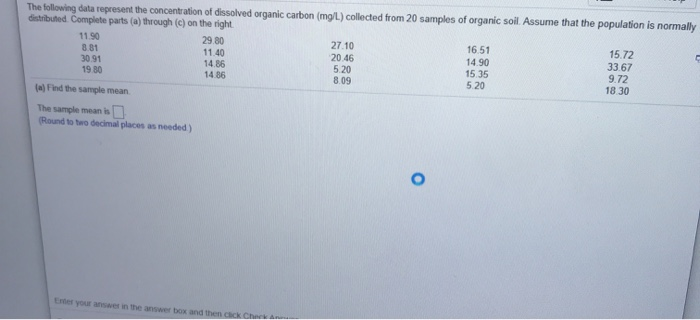 Solved The following data represent the concentration of | Chegg.com