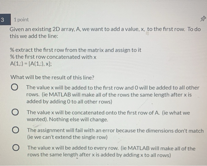 Solved 3 too 1 point Given an existing 2D array A we want