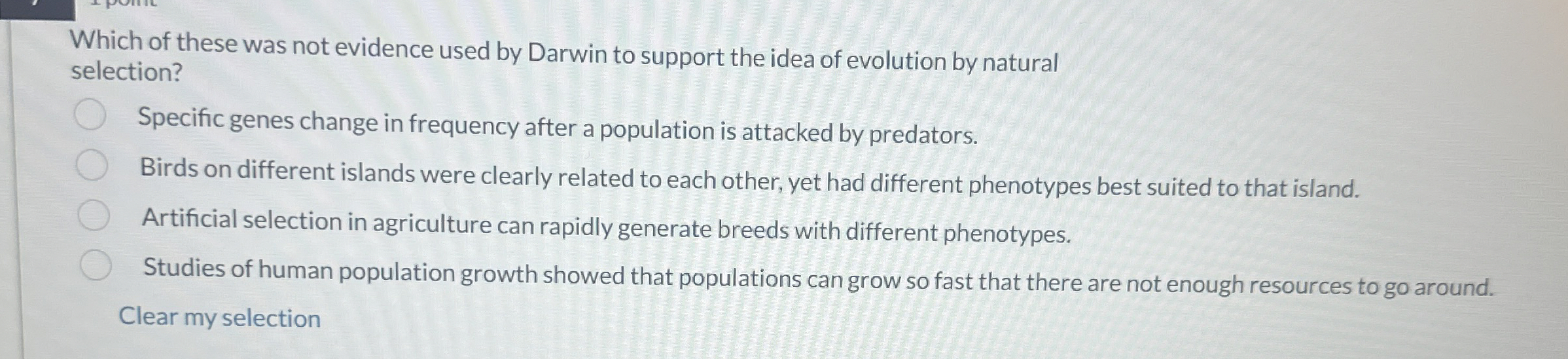 Solved Which of these was not evidence used by Darwin to