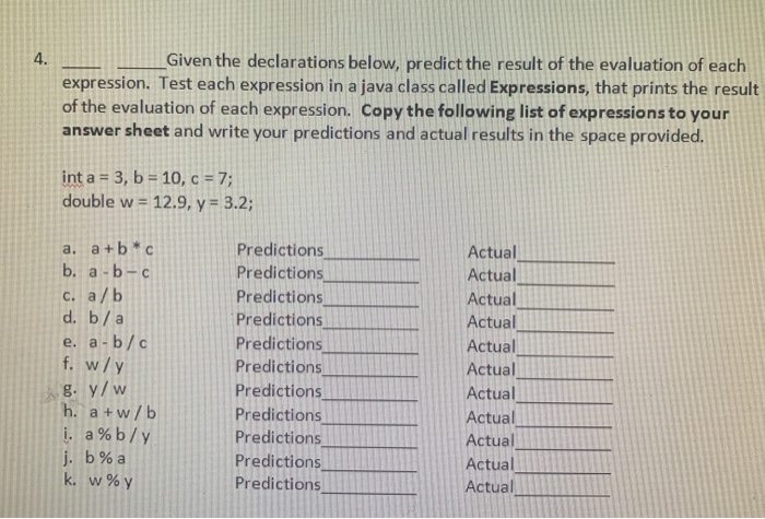 Solved Given The Declarations Below Predict The Result O Chegg Com