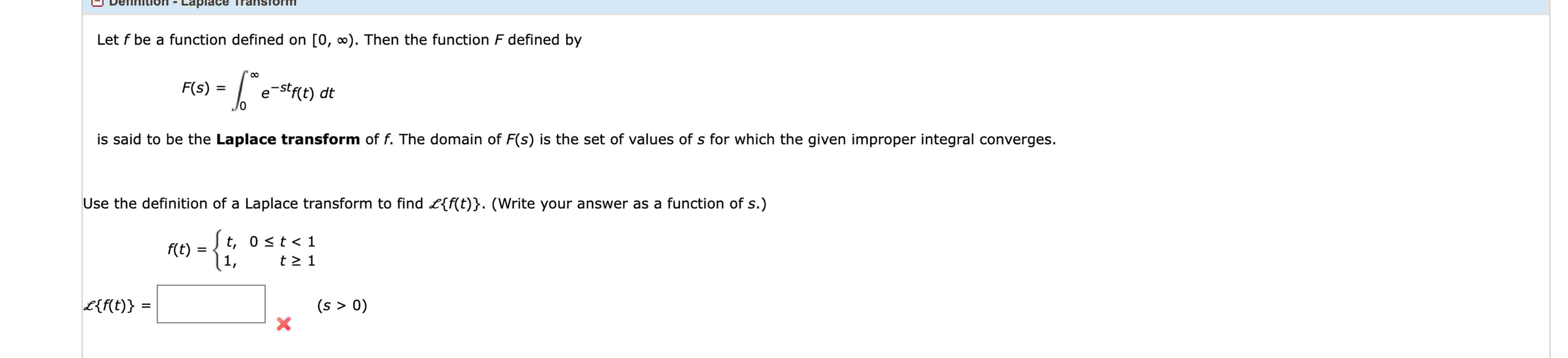 Let f be ﻿a function defined on [0,∞). ﻿Then the | Chegg.com