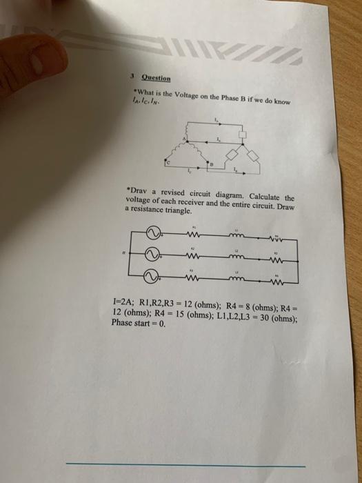 Solved 3 Question What Is The Voltage On The Phase B If We | Chegg.com