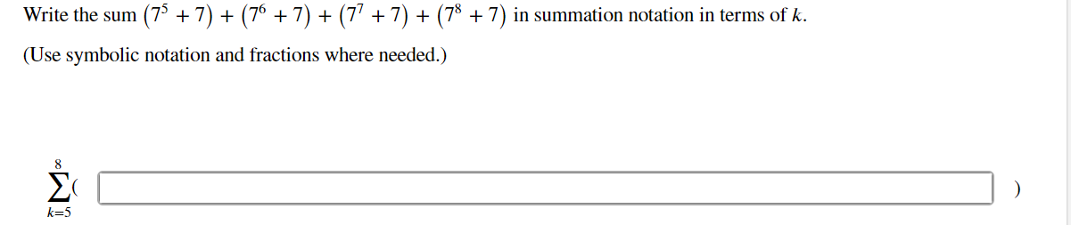 Solved Write the sum (75+7)+(76+7)+(77+7)+(78+7) in | Chegg.com