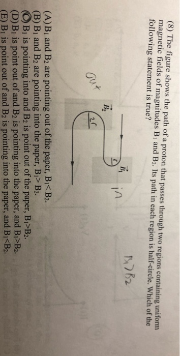 Solved (8) The Figure Shows The Path Of A Proton That Passes | Chegg.com