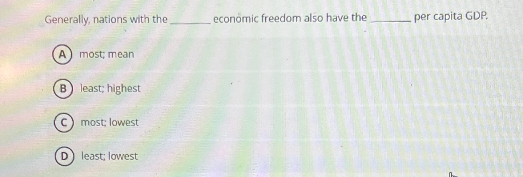Solved Generally, nations with the economic freedom also | Chegg.com