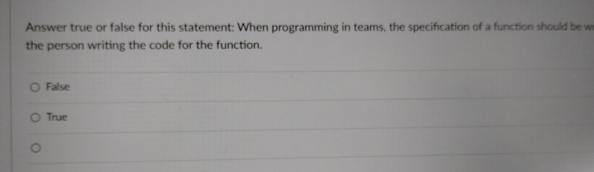 Solved Answer true or false for this statement: When | Chegg.com