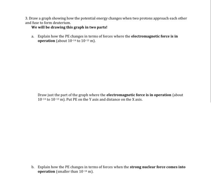 Solved 3. Draw a graph showing how the potential energy | Chegg.com