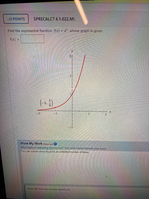 Solved -/2 POINTS SPRECALC7 4.1.022.MI. Find the exponential