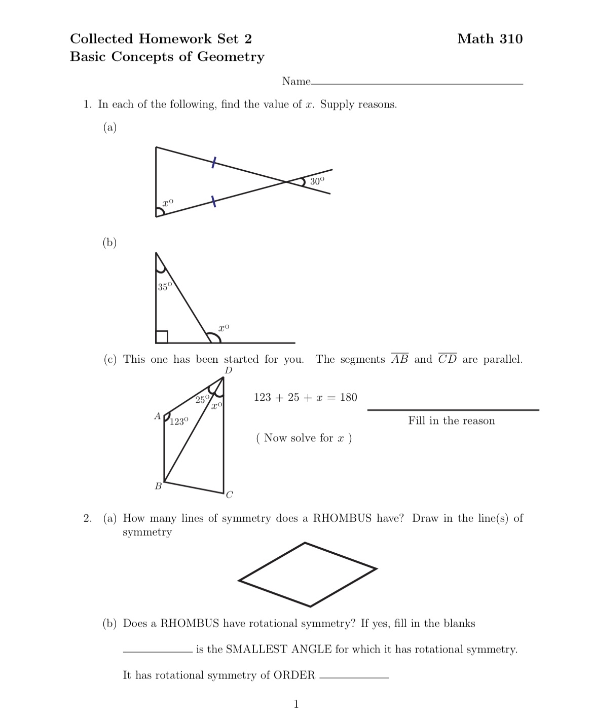 Solved Collected Homework Set 2Math 310Basic Concepts of | Chegg.com