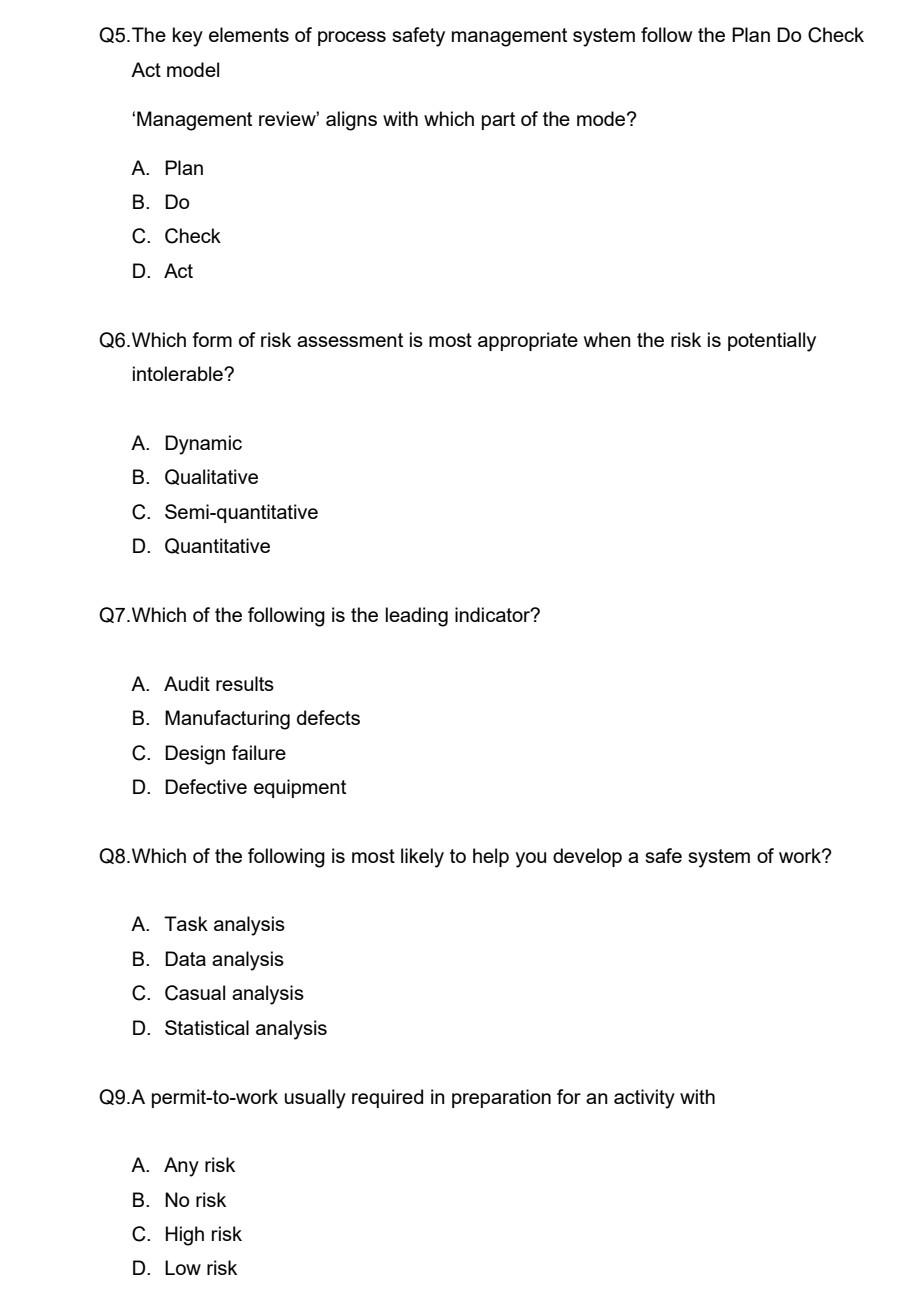 Solved Q5. The Key Elements Of Process Safety Management | Chegg.com