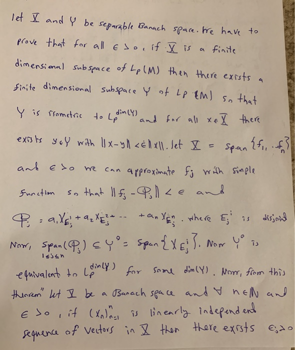 Solved let X and Y be separable Banach space. We have to Chegg