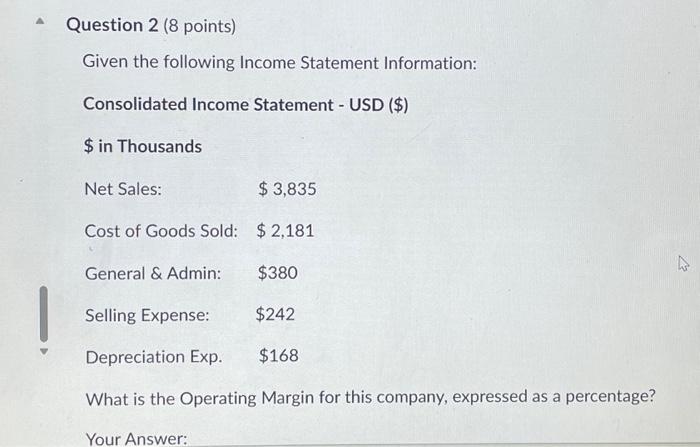 Solved Given The Following Income Statement Information: | Chegg.com