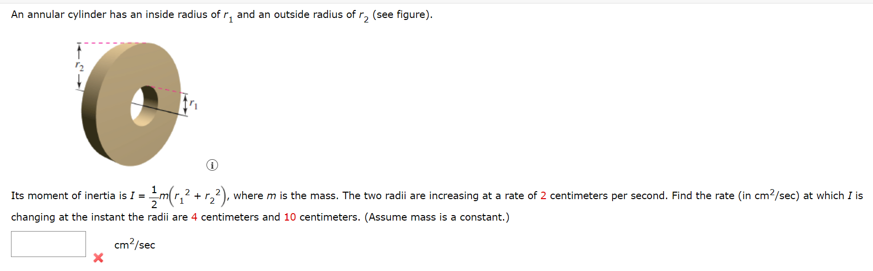 Solved An Annular Cylinder Has An Inside Radius Of R1 ﻿and | Chegg.com