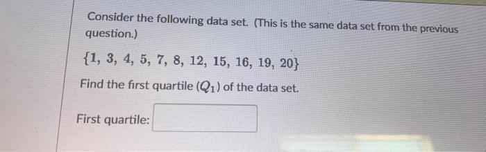 Solved Consider the following data set. (This is the same | Chegg.com