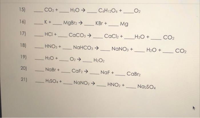 Solved Balance the equations below: 1) _N2+…H2→_NH3 2) | Chegg.com