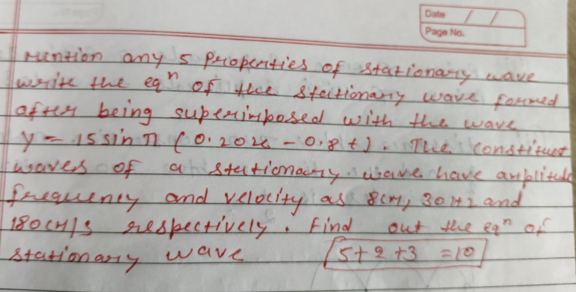 Wave Write Solved mention any 5 properties of stationary wave write | Chegg.com
