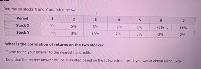 Solved Returns On Stocks X And Y Are Listed Below 5 6 Pe Chegg Com