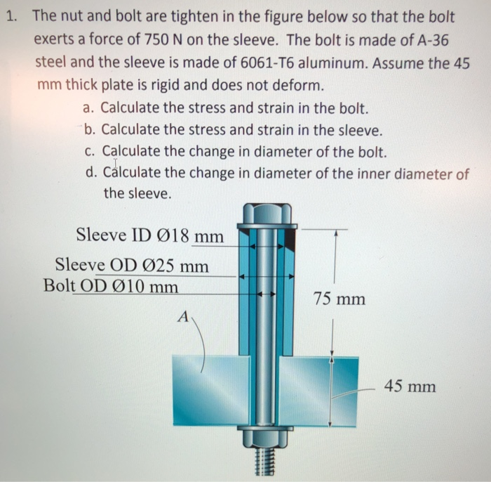 Solved 1. The nut and bolt are tighten in the figure below