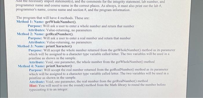 Solved Add the necessary import statement(s), and the | Chegg.com