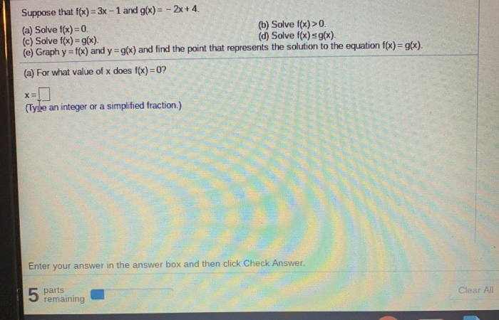 Solved Suppose That F X 3x 1 And G X 2x 4 A S Chegg Com