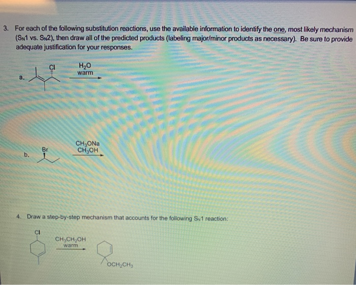 Solved 3. For each of the following substitution reactions, | Chegg.com