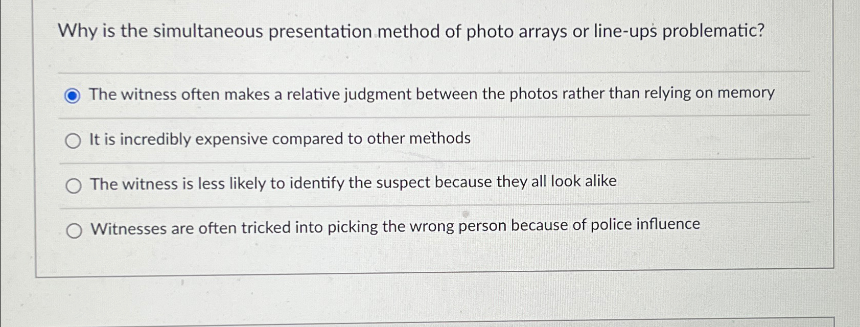 Solved Why is the simultaneous presentation method of photo | Chegg.com