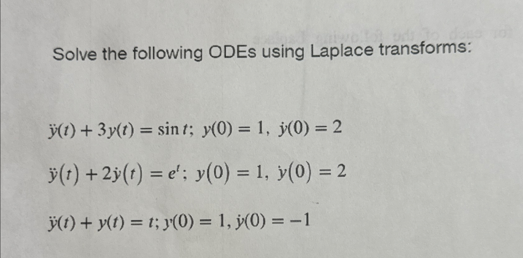 Solve The Following Odes Using Laplace 5391