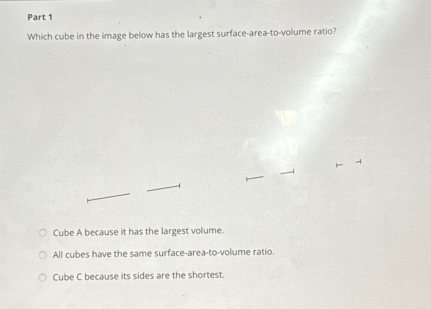 Solved Part 1Which cube in the image below has the largest | Chegg.com