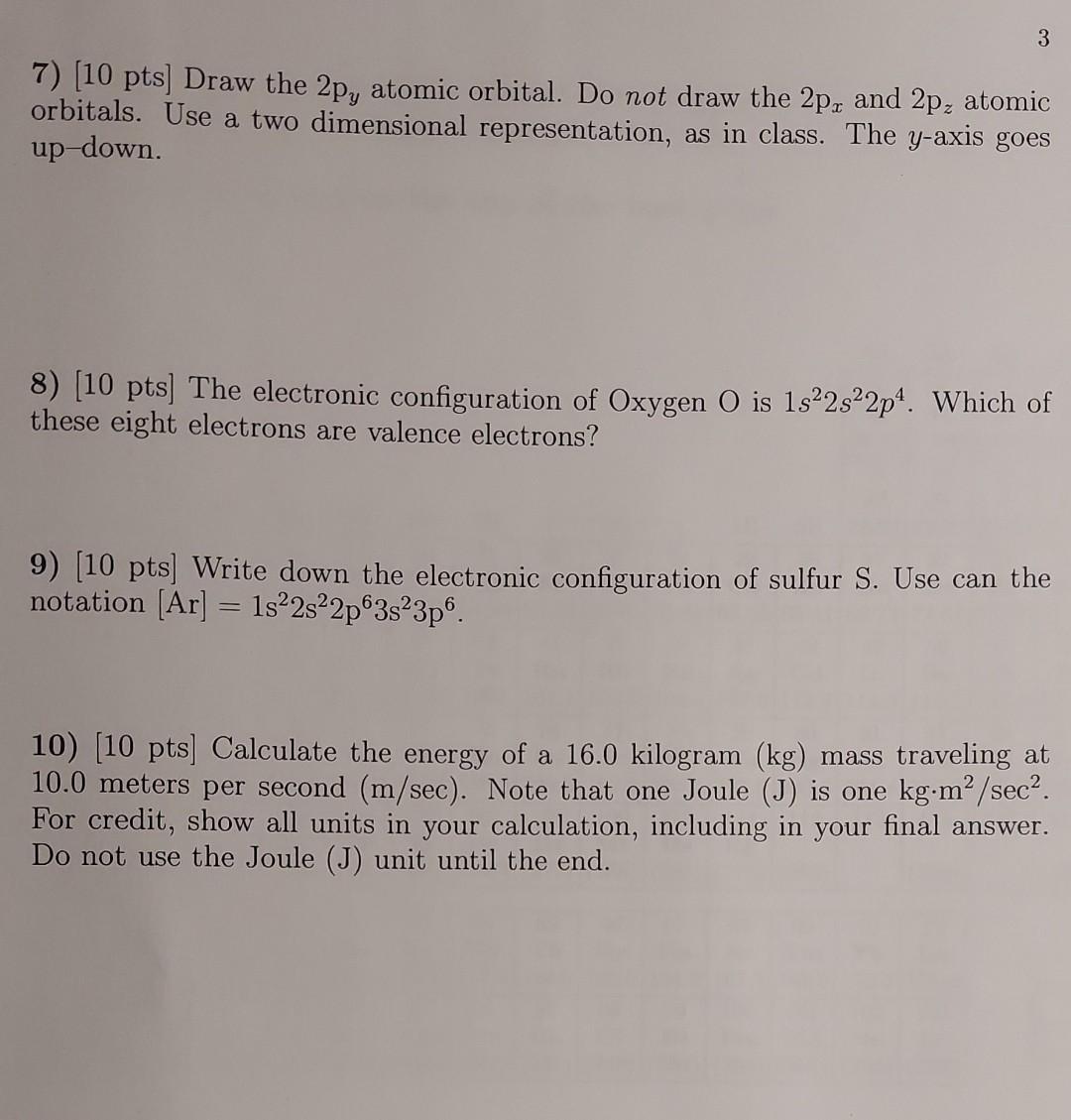 Solved 3 7) [10 pts] Draw the 2p, atomic orbital. Do not | Chegg.com