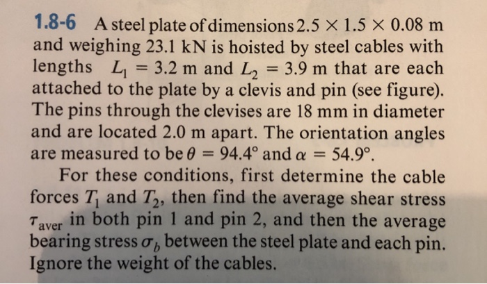 Solved 1.8-6 A steel plate of dimensions 2.5 X 1.5 x 0.08 m | Chegg.com