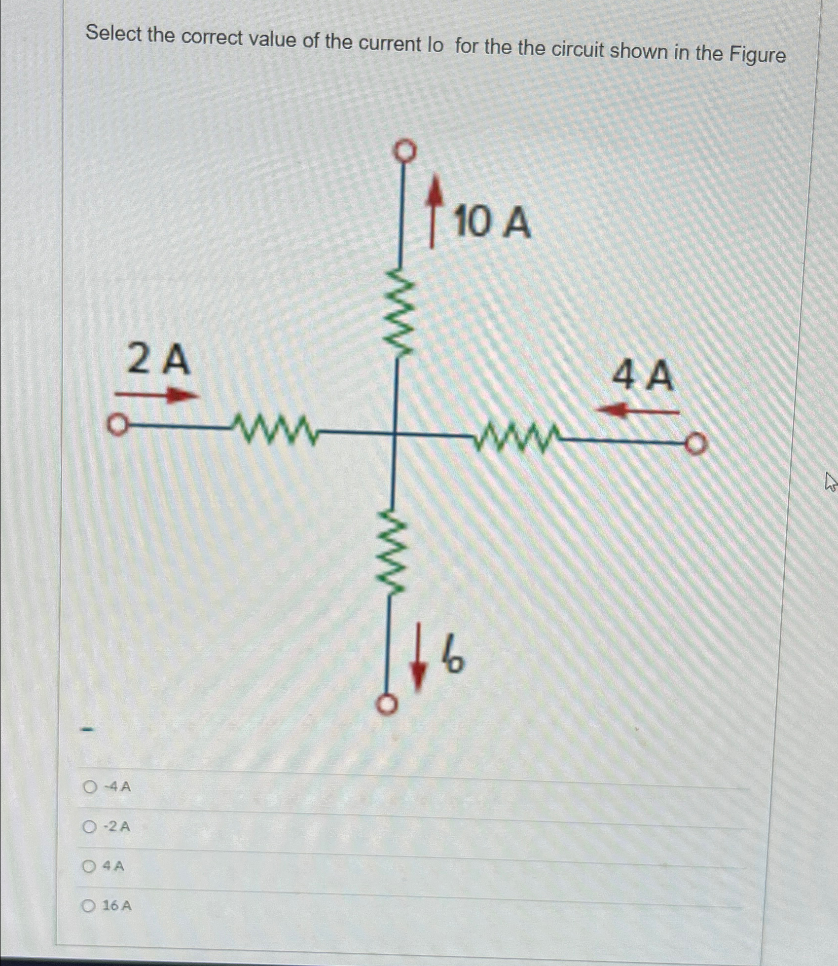 Solved Select the correct value of the current lo for the | Chegg.com