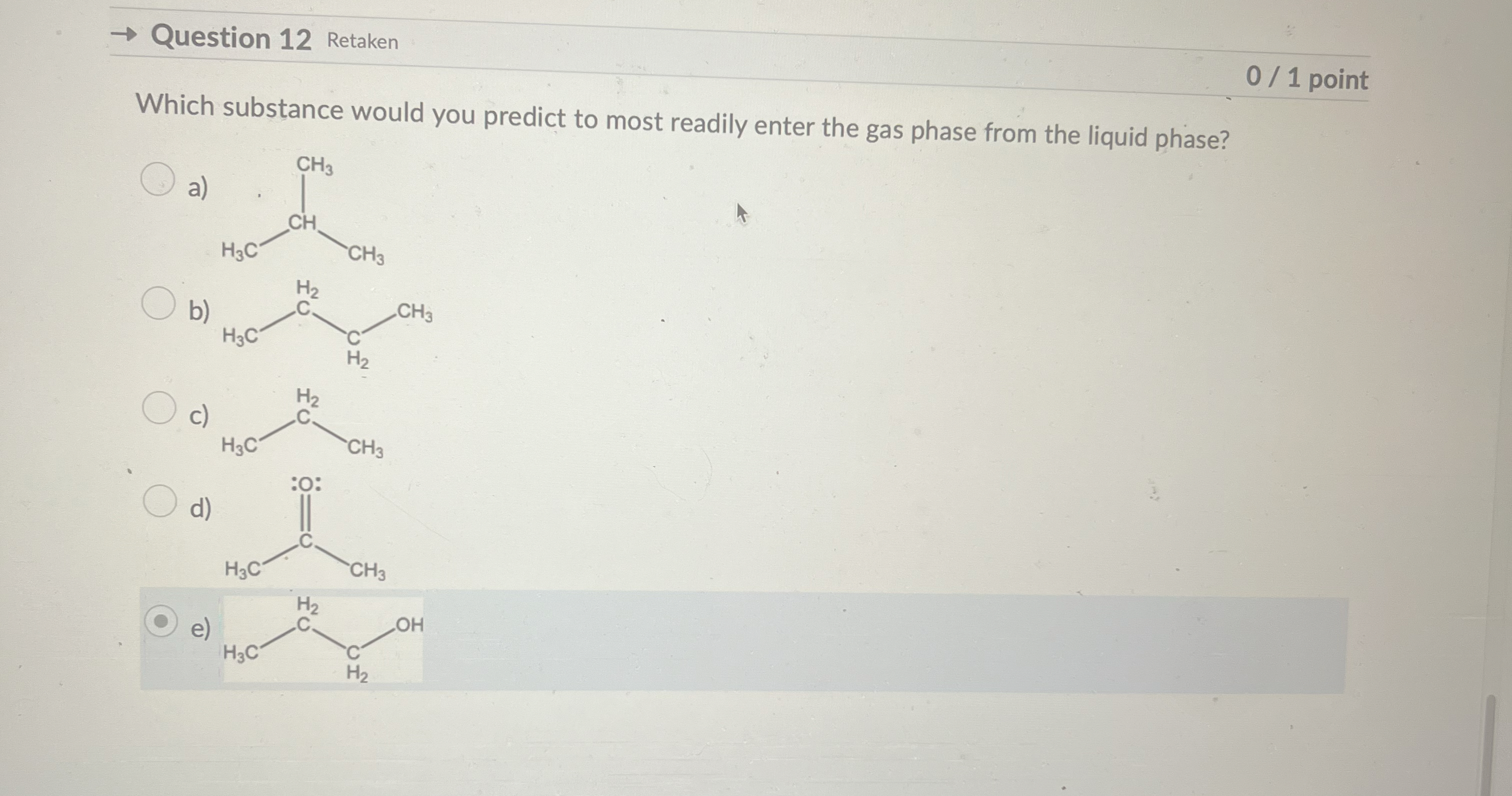 Solved → ﻿Question 12 ﻿Retaken01 ﻿pointWhich substance would | Chegg.com