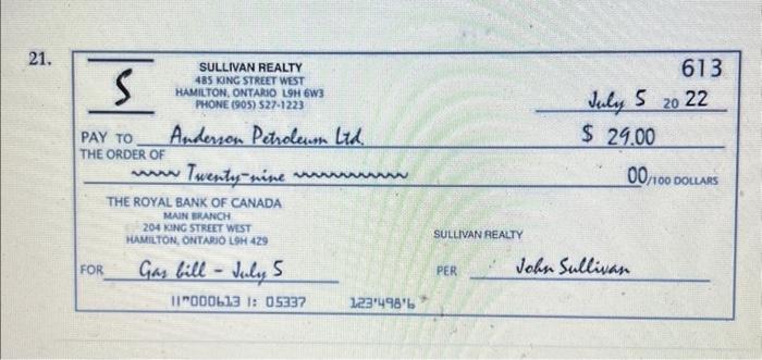 Solved During July, Sullivan Realty completed these | Chegg.com