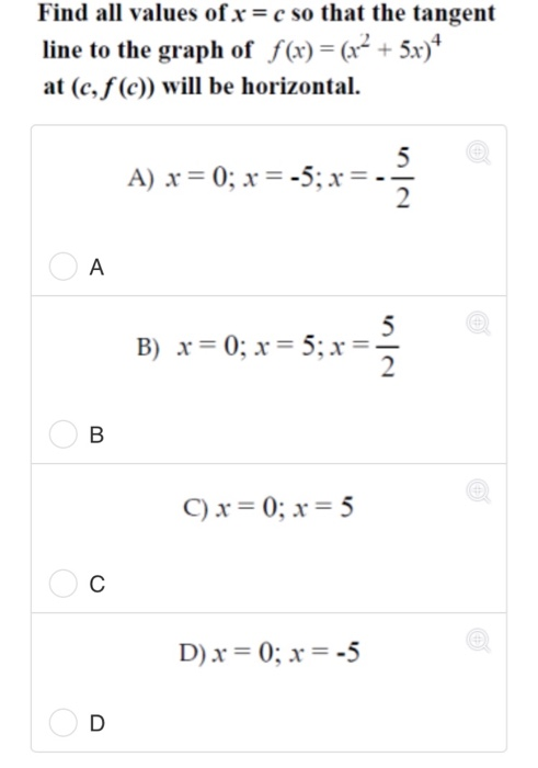 Solved Find All Values Of X C So That The Tangent Line T Chegg Com