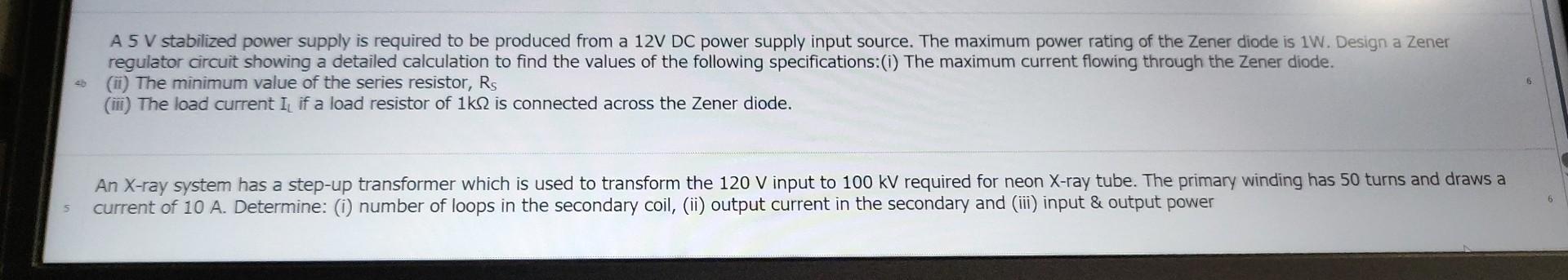 Solved A 5 V stabilized power supply is required to be | Chegg.com
