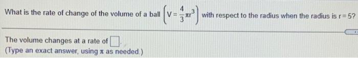 rate of change of volume with respect to radius