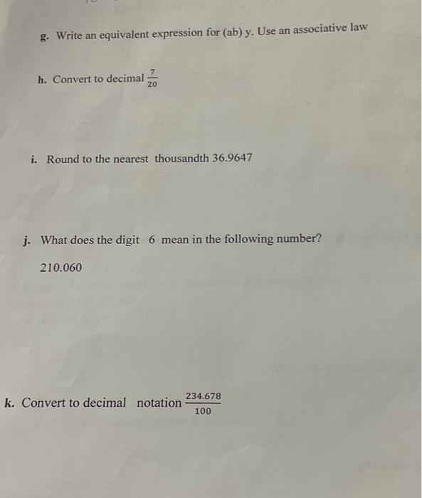 Solved g. Write an equivalent expression for (ab) y. Use an | Chegg.com
