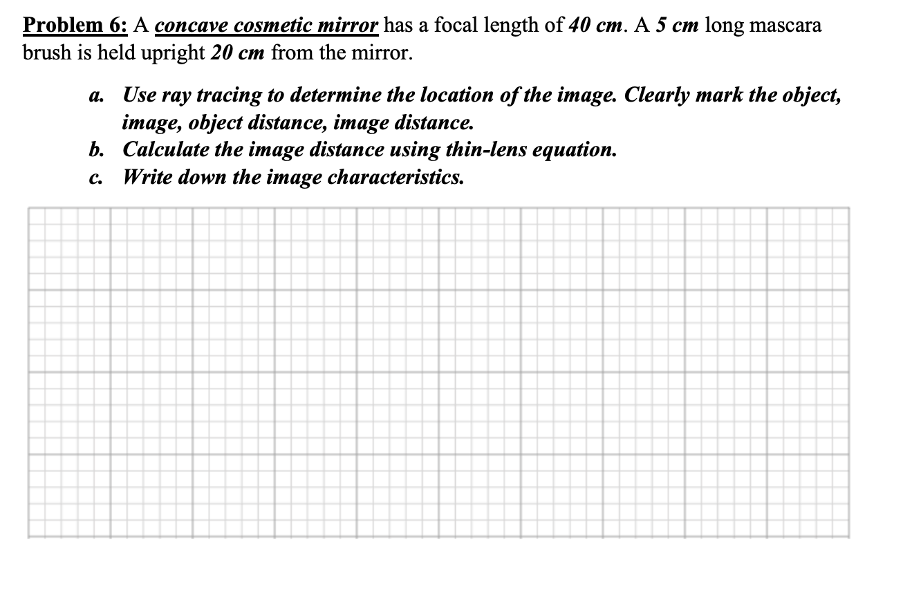 Solved Problem 6 A concave cosmetic mirror has a focal