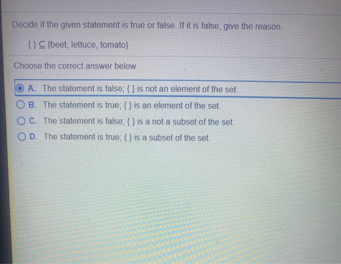 Solved Decide if the given statement is true or false. If it | Chegg.com