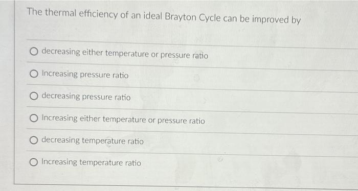 Solved The thermal efficiency of an ideal Brayton Cycle can | Chegg.com