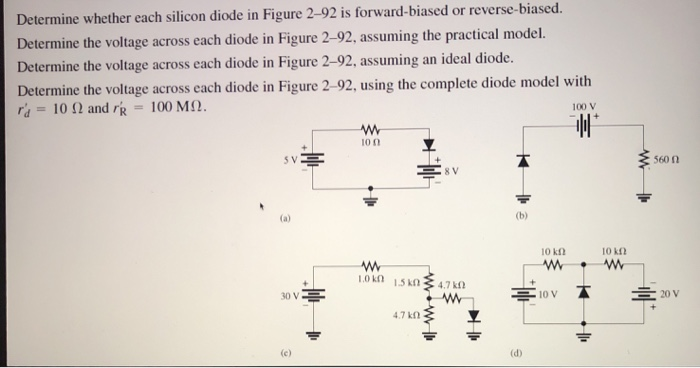 Solved Determine Whether Each Silicon Diode In Figure 2-92 | Chegg.com