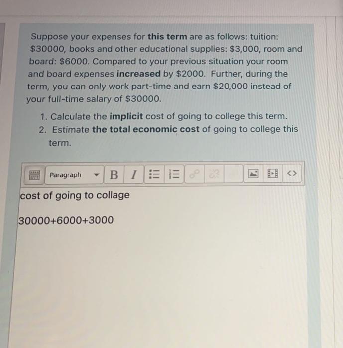 Solved Suppose your expenses for this term are as follows